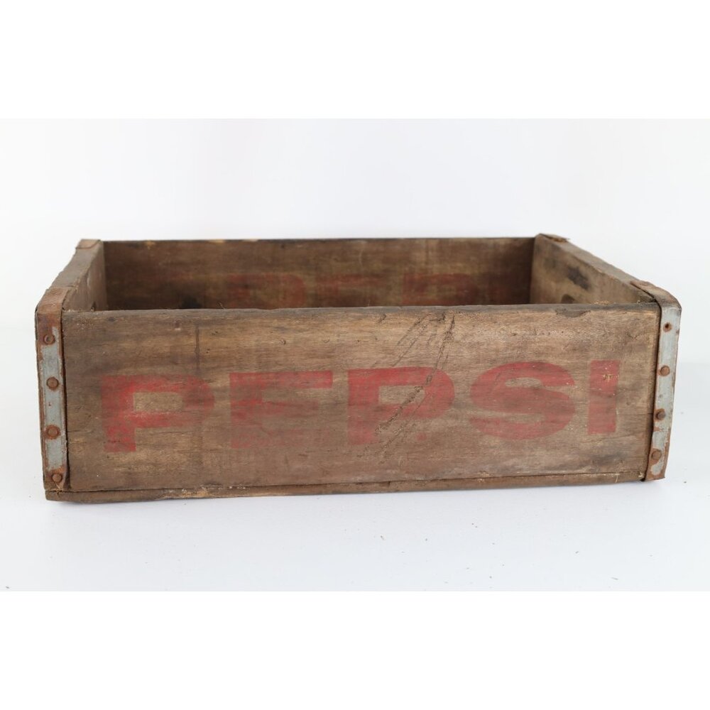 Vtg 50s Pepsi Cola Distressed Wood Crate Box Tray Holder Country Farmhouse USA